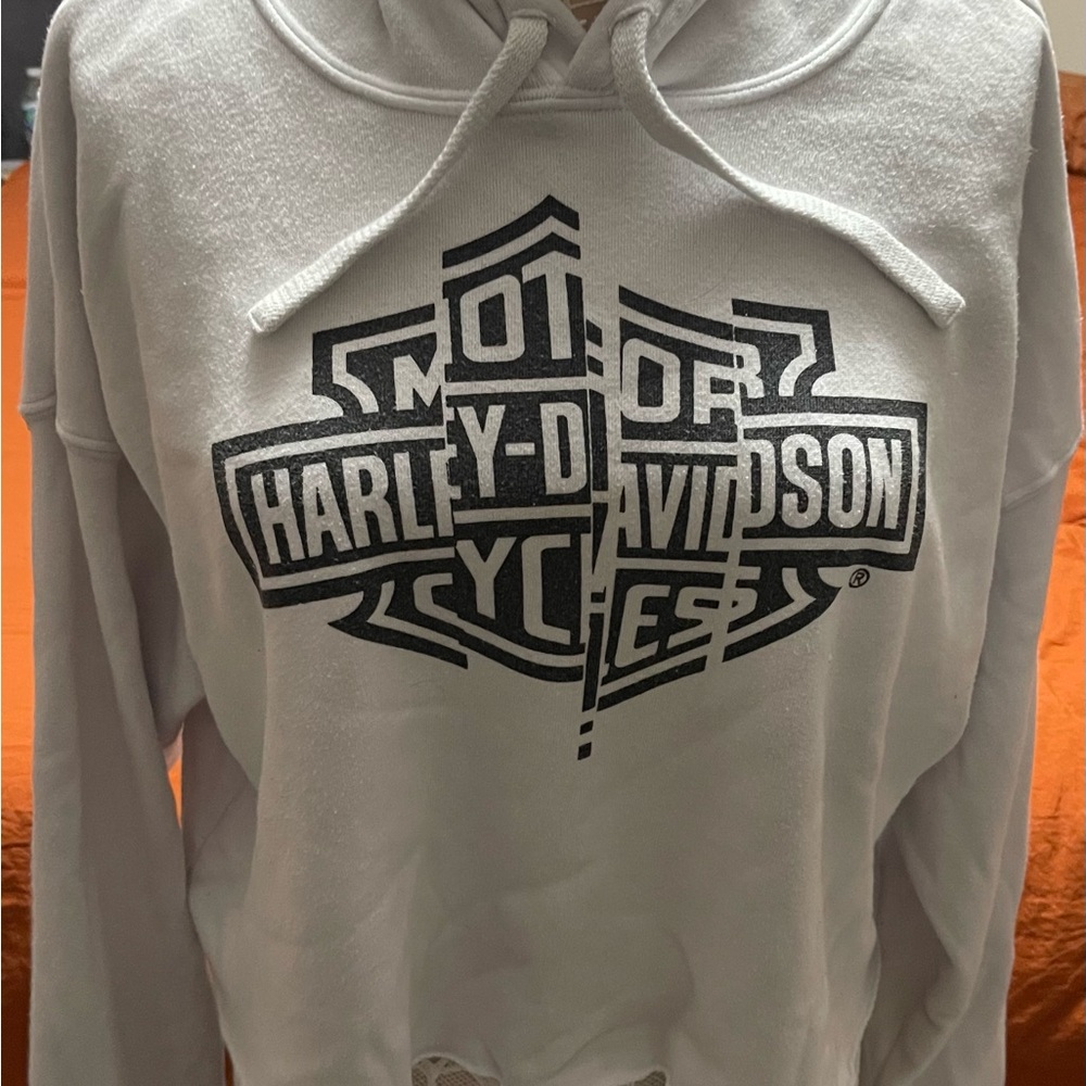Harley-Davidson White Crop top Hoodie